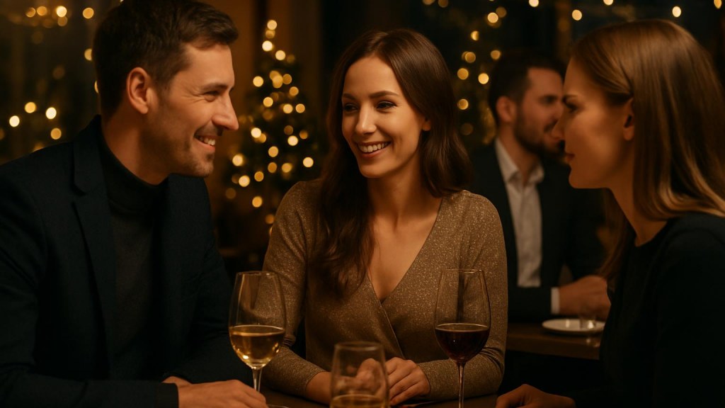 Gruppo di adulti in contesto conviviale per Capodanno