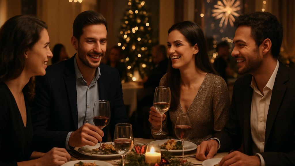 Gruppo di adulti in contesto sociale per Capodanno